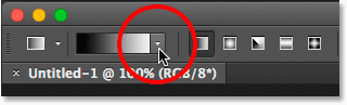 Clicking the arrow to open the Gradient Picker. 