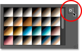 Clicking the gear icon in the Gradient Picker once again. 
