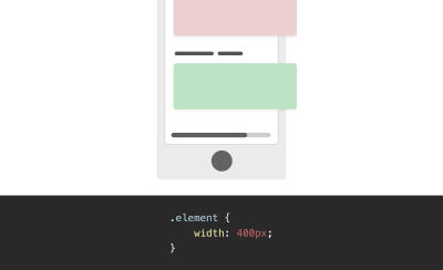 Mobile wireframe example showing fixed-width elements outside of the viewport