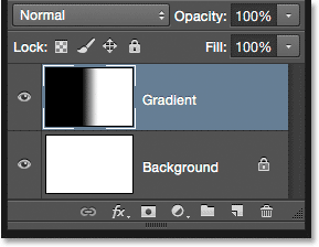 The gradient now sits on its own layer above the Background layer. 