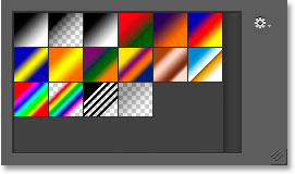 The Gradient Picker showing the default gradients. 