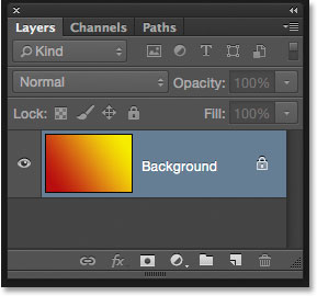 The Layers panel showing the gradient on the Background layer. 