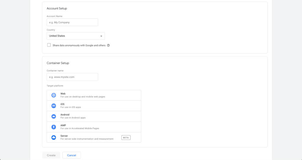 Google Tag Manager account setup
