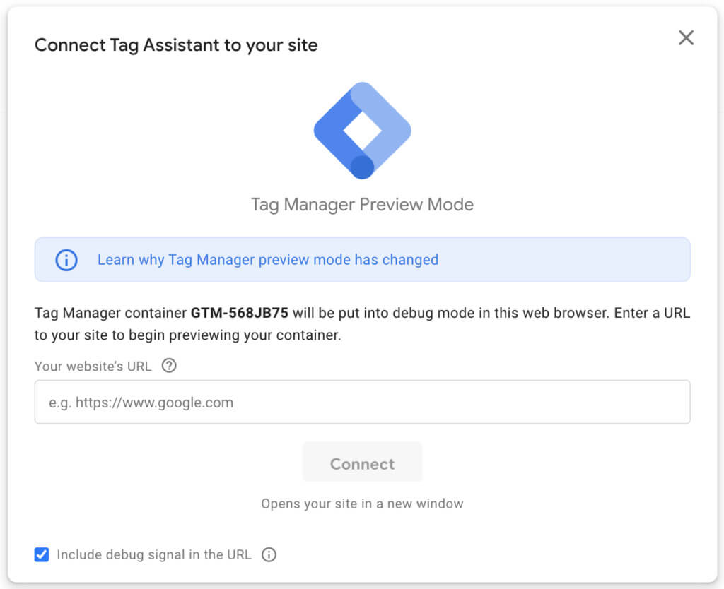 Google Tag Manager (Assistant) preview mode