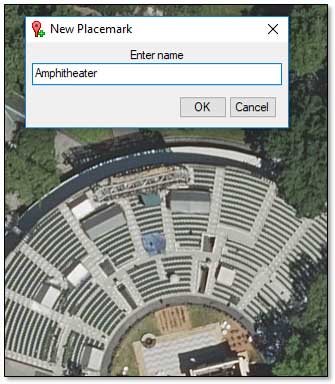 در کادر محاوره New Placemark، نامی برای مکان وارد و روی OK را کلیک کنید