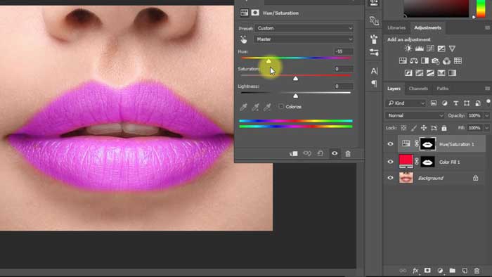 تغییر رنگ لب در فتوشاپ (3 روش آسان)