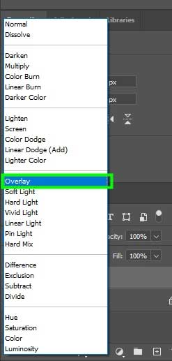 در نهایت به پنل Layers بروید و Blending Mode را به Overlay تغییر دهید.