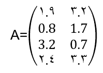 نمونه ای از یک ماتریس با چهار ردیف و دو ستون