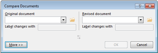 بر روی گزینه Compare کلیک کنید تا پنجره Compare Documents