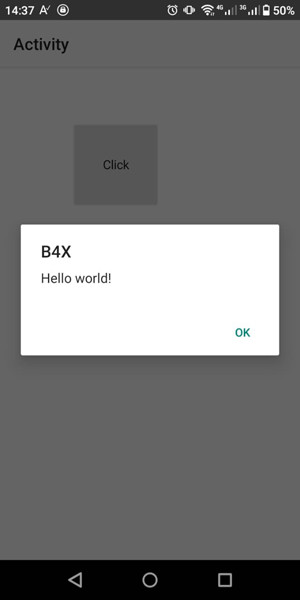 با استفاده از B4A یک برنامه hello world ساختید.