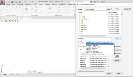 فایل های ObjectARX یکی از چندین نوع فایل موجود در پنجره Load/Unload Applications در اتوکد هستند.