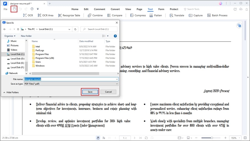 save a word document as a pdf offline