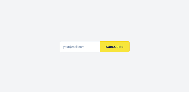 Tailwind CSS email opt-in form example with input field side by side to Subscribe button