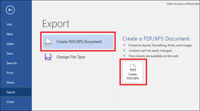 Word 2016 Create PDF