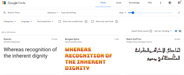 گوگل فونت Google Fonts